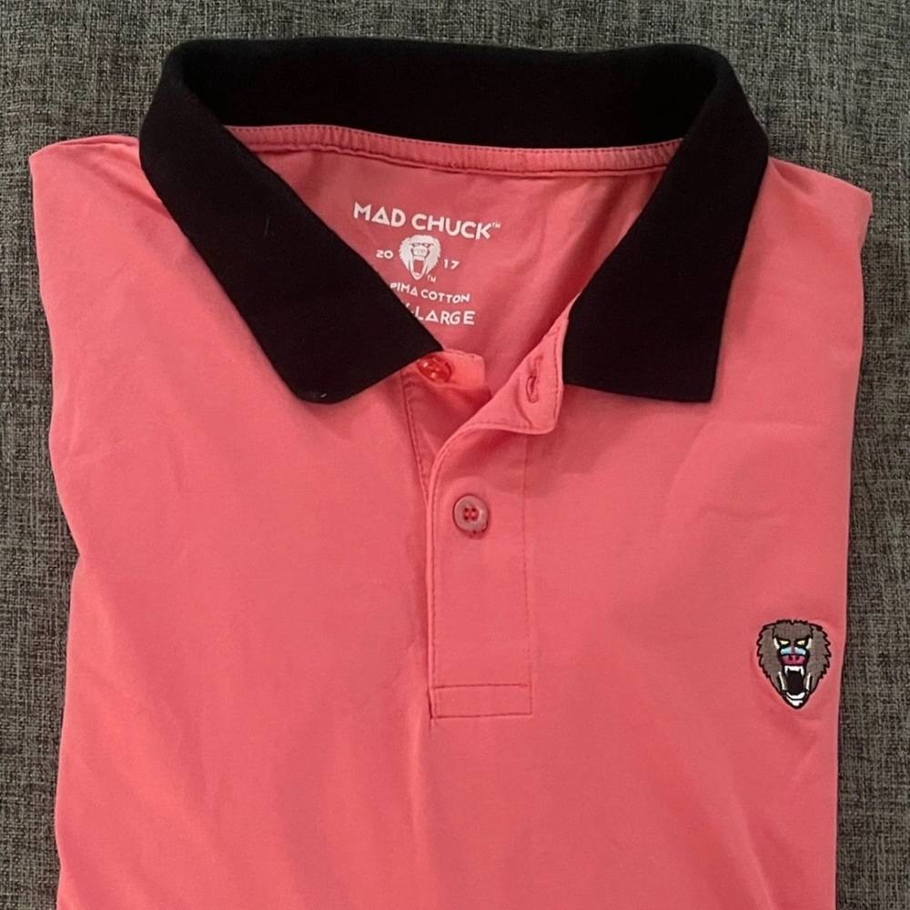 Men’s Designer Mad Chuck Polo Pink Prima Cotton Sz Xl Short Sleeve 46in-48in (4)